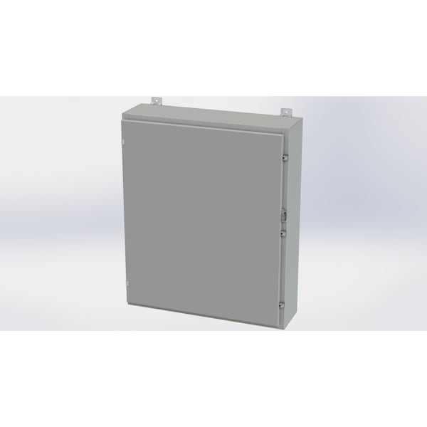 Clamps with Padlock Hasp Electrical Enclosures, 36 in H, 8 in D, 30 in W, NEMA 4, Carbon Steel